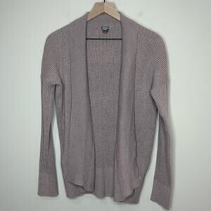 Summer & Rose Open Cardigan Sweater Size L Lavender Waffle Knit Ribbed